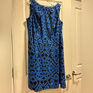 Dressbarn Vibrant Blue and Black Abstract Dress size 16
Length 40
PTP 22